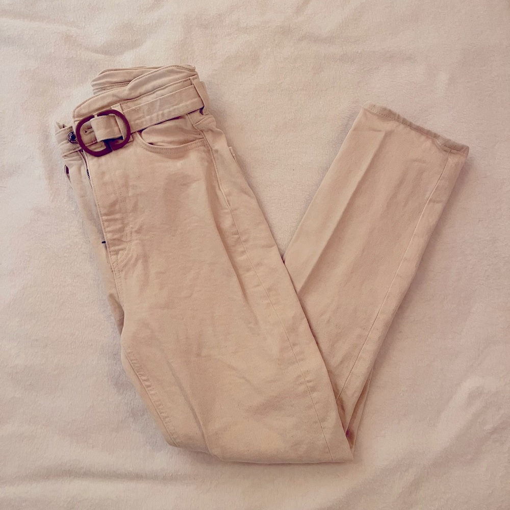 & Other Stories Cream Denim Straight Leg Pants
